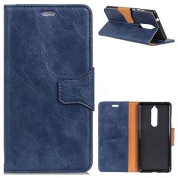 MURREN Luxury Crazy Horse PU Leather Wallet Phone Case for Nokia 5.1 - Blue