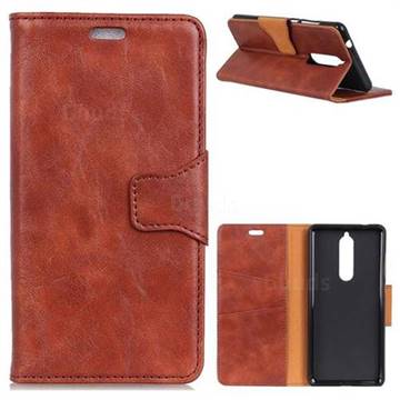 MURREN Luxury Crazy Horse PU Leather Wallet Phone Case for Nokia 5.1 - Brown