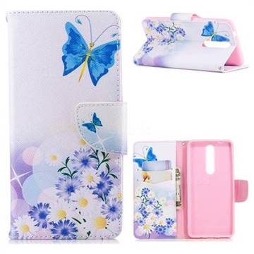 Butterflies Flowers Leather Wallet Case for Nokia 5.1