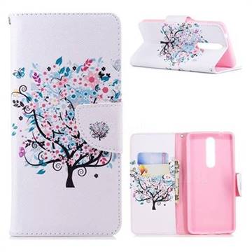 Colorful Tree Leather Wallet Case for Nokia 5.1