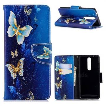 Golden Butterflies Leather Wallet Case for Nokia 5.1