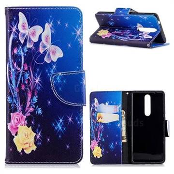 Yellow Flower Butterfly Leather Wallet Case for Nokia 5.1