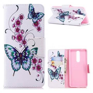 Peach Butterflies Leather Wallet Case for Nokia 5.1