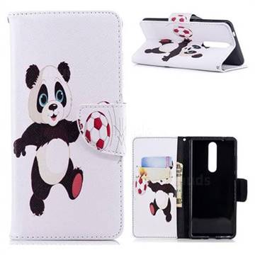 Football Panda Leather Wallet Case for Nokia 5.1