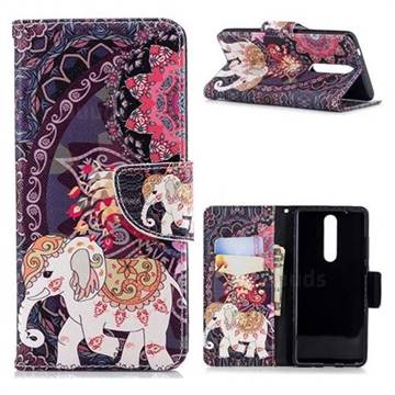 Totem Flower Elephant Leather Wallet Case for Nokia 5.1