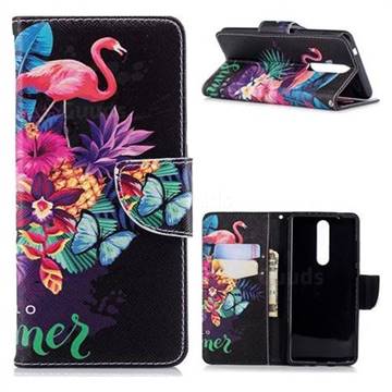 Flowers Flamingos Leather Wallet Case for Nokia 5.1
