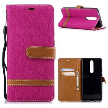 Jeans Cowboy Denim Leather Wallet Case for Nokia 5.1 - Rose