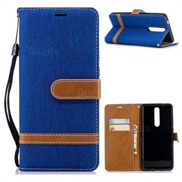 Jeans Cowboy Denim Leather Wallet Case for Nokia 5.1 - Sapphire