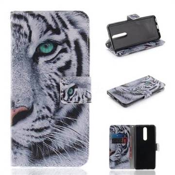 White Tiger PU Leather Wallet Case for Nokia 5.1