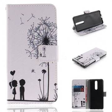 Couple Dandelion PU Leather Wallet Case for Nokia 5.1