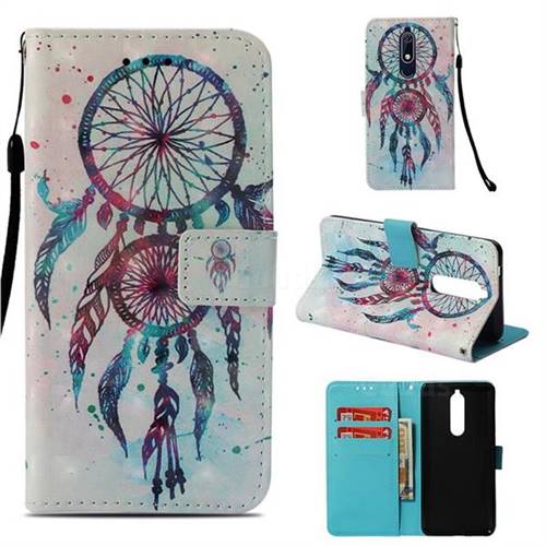 ColorDrops Wind Chimes 3D Painted Leather Wallet Case for Nokia 5.1