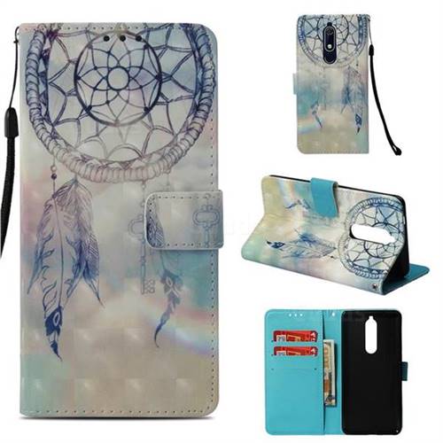 Fantasy Campanula 3D Painted Leather Wallet Case for Nokia 5.1