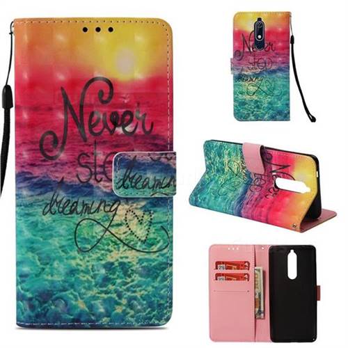 Colorful Dream Catcher 3D Painted Leather Wallet Case for Nokia 5.1
