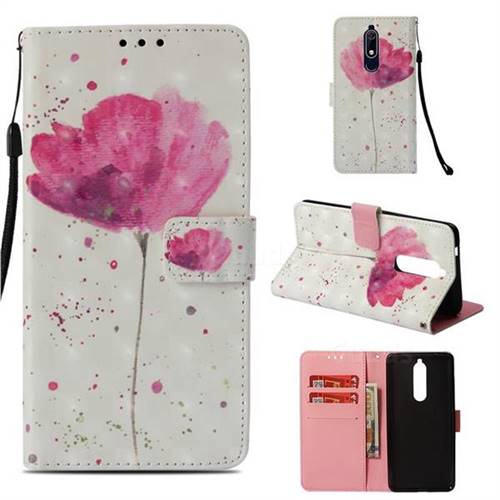 Watercolor 3D Painted Leather Wallet Case for Nokia 5.1