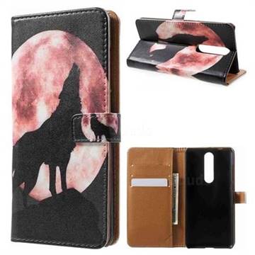 Moon Wolf Leather Wallet Case for Nokia 5.1