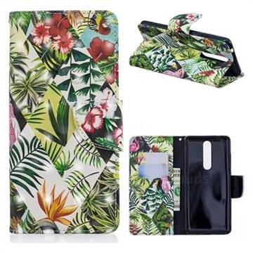 Banana Leaf 3D Painted Leather Wallet Phone Case for Nokia 5.1