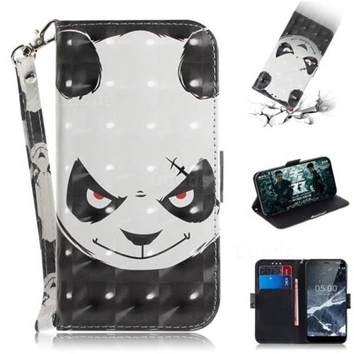 Angry Bear 3D Painted Leather Wallet Phone Case for Nokia 5.1