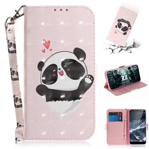 Heart Cat 3D Painted Leather Wallet Phone Case for Nokia 5.1