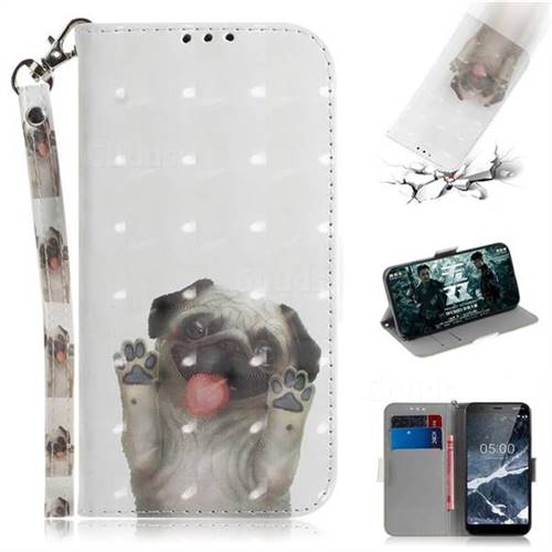 Pug Dog 3D Painted Leather Wallet Phone Case for Nokia 5.1