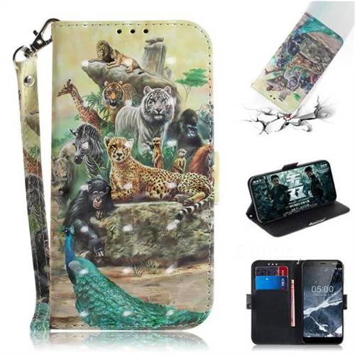 Beast Zoo 3D Painted Leather Wallet Phone Case for Nokia 5.1