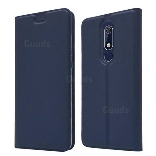 Ultra Slim Card Magnetic Automatic Suction Leather Wallet Case for Nokia 5.1 - Royal Blue