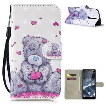 Love Panda 3D Painted Leather Wallet Phone Case for Nokia 5.1