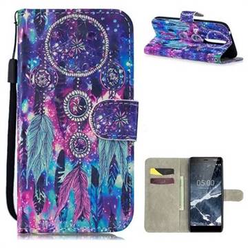 Star Wind Chimes 3D Painted Leather Wallet Phone Case for Nokia 5.1