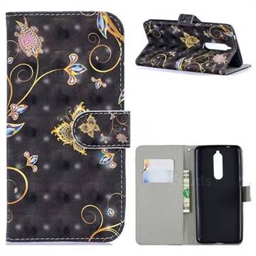 Black Butterfly 3D Painted Leather Phone Wallet Case for Nokia 5.1