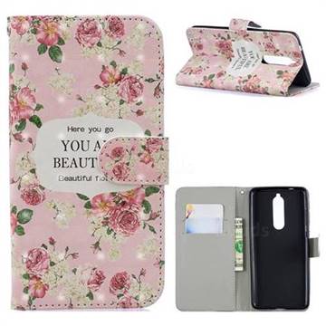 Butterfly Flower 3D Painted Leather Phone Wallet Case for Nokia 5.1