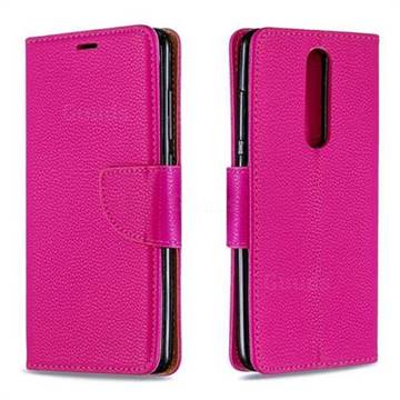 Classic Luxury Litchi Leather Phone Wallet Case for Nokia 5.1 - Rose