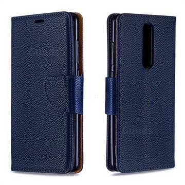 Classic Luxury Litchi Leather Phone Wallet Case for Nokia 5.1 - Blue