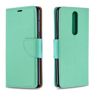Classic Luxury Litchi Leather Phone Wallet Case for Nokia 5.1 - Green