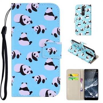 Panda PU Leather Wallet Phone Case Cover for Nokia 5.1