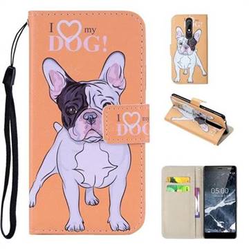 Love Dog PU Leather Wallet Phone Case Cover for Nokia 5.1
