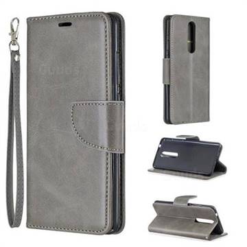 Classic Sheepskin PU Leather Phone Wallet Case for Nokia 5.1 - Gray