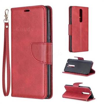 Classic Sheepskin PU Leather Phone Wallet Case for Nokia 5.1 - Red