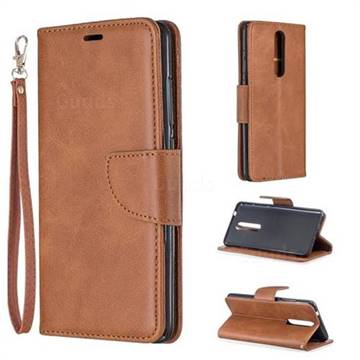 Classic Sheepskin PU Leather Phone Wallet Case for Nokia 5.1 - Brown