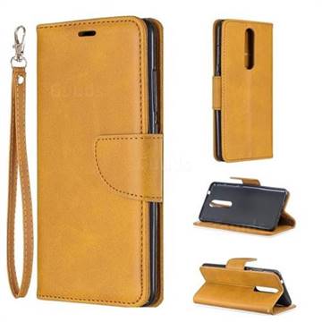 Classic Sheepskin PU Leather Phone Wallet Case for Nokia 5.1 - Yellow
