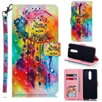 Flower Wind Chimes 3D Painted Leather Phone Wallet Case for Nokia 5.1