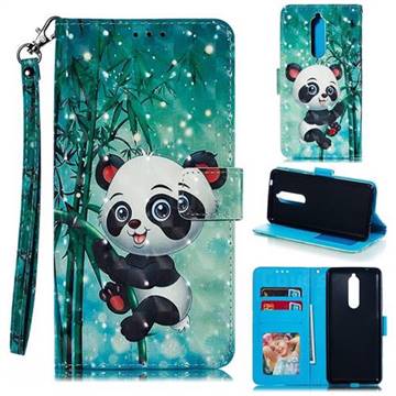 Cute Panda 3D Painted Leather Phone Wallet Case for Nokia 5.1