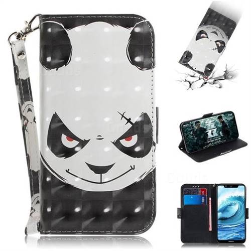 Angry Bear 3D Painted Leather Wallet Phone Case for Nokia 5.1 Plus (Nokia X5)