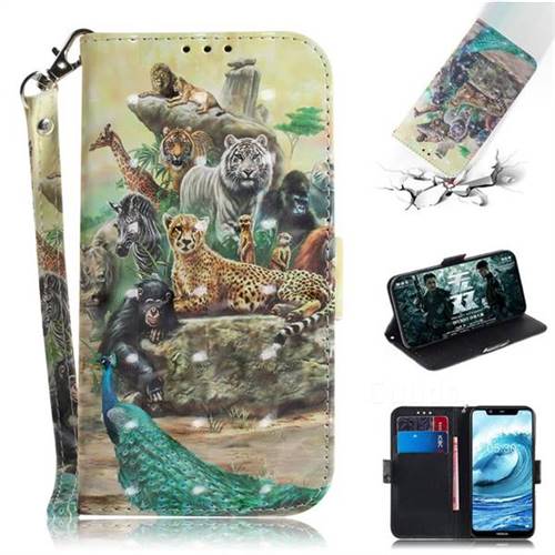 Beast Zoo 3D Painted Leather Wallet Phone Case for Nokia 5.1 Plus (Nokia X5)