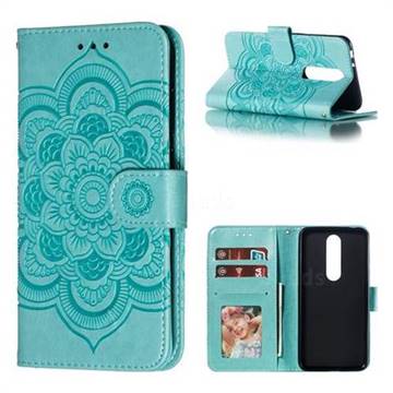 Intricate Embossing Datura Solar Leather Wallet Case for Nokia 5.1 Plus (Nokia X5) - Green