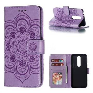 Intricate Embossing Datura Solar Leather Wallet Case for Nokia 5.1 Plus (Nokia X5) - Purple
