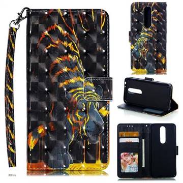 Tiger Totem 3D Painted Leather Phone Wallet Case for Nokia 5.1 Plus (Nokia X5)