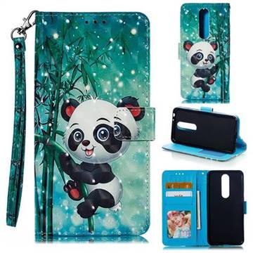 Cute Panda 3D Painted Leather Phone Wallet Case for Nokia 5.1 Plus (Nokia X5)