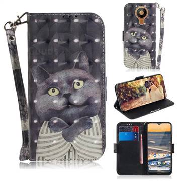 Cat Embrace 3D Painted Leather Wallet Phone Case for Nokia 5.3