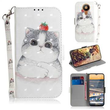 Cute Tomato Cat 3D Painted Leather Wallet Phone Case for Nokia 5.3