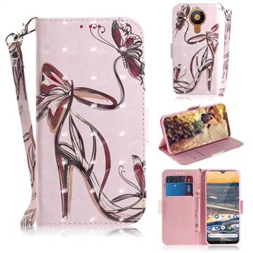 Butterfly High Heels 3D Painted Leather Wallet Phone Case for Nokia 5.3