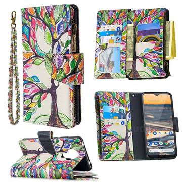 The Tree of Life Binfen Color BF03 Retro Zipper Leather Wallet Phone Case for Nokia 5.3